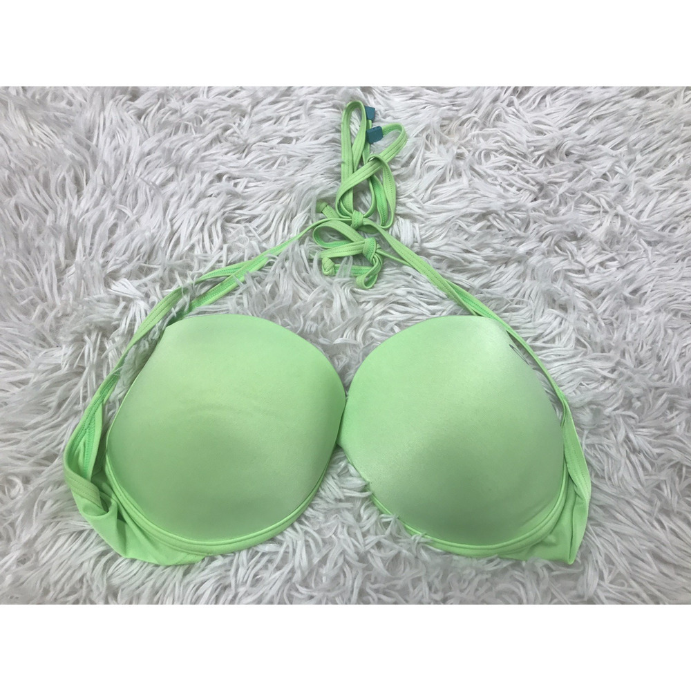 Oakley Women's Neon Green X-tra Removable Padded Swimwear Halters Bikini Top XL